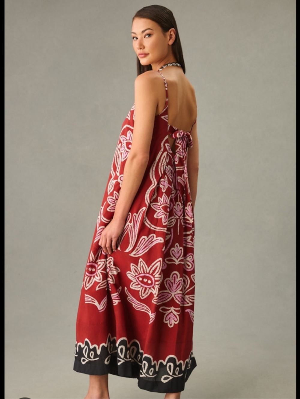 Square Neck Pleated Floral Flowy Maxi Dress